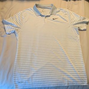 Like new Large Nike Golf Dri-fit Polo White/grey striped.  my loss is your gain